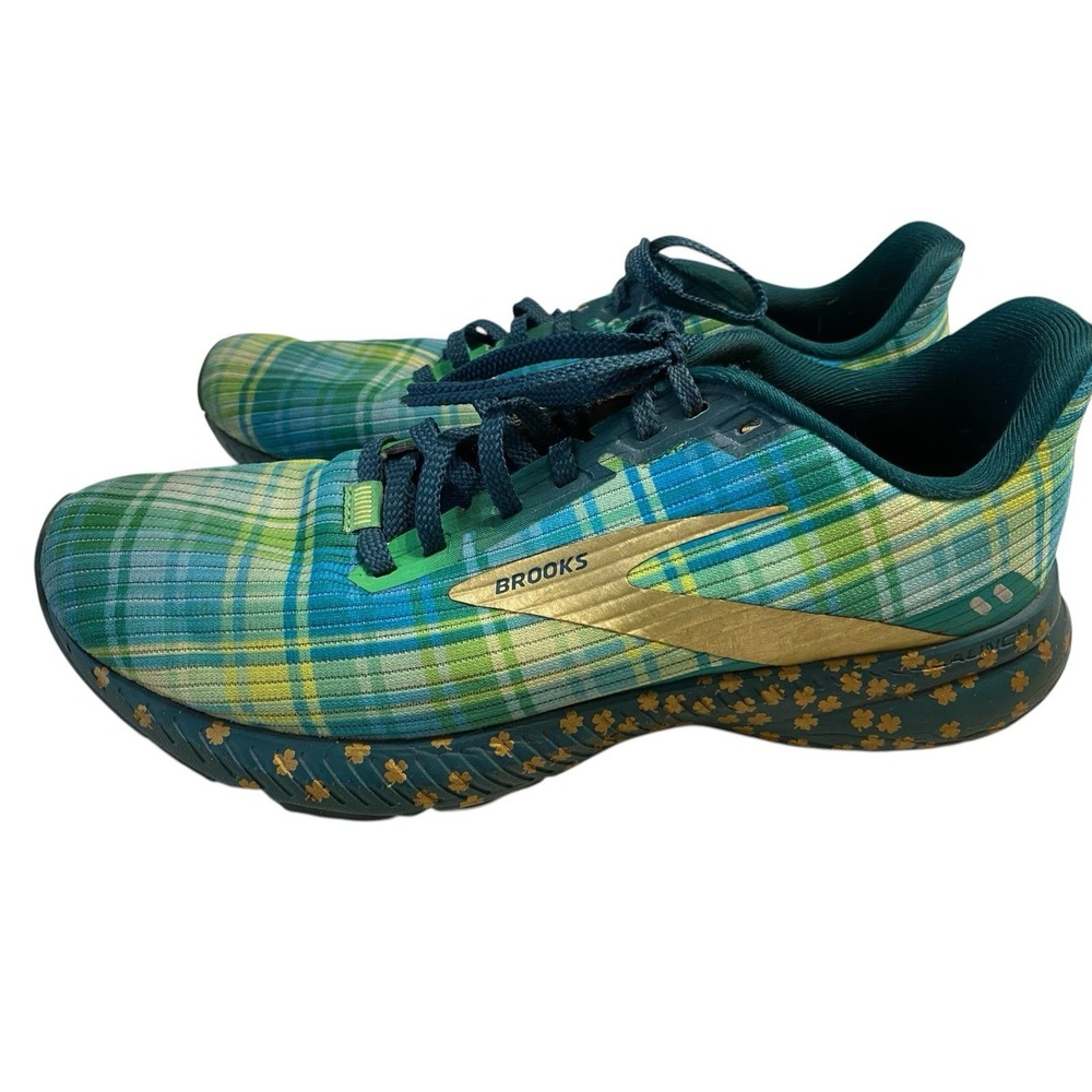 Brooks Launch 8 Run Lucky St. Patrick's Day Shamrocks Plaid Women's Size 10